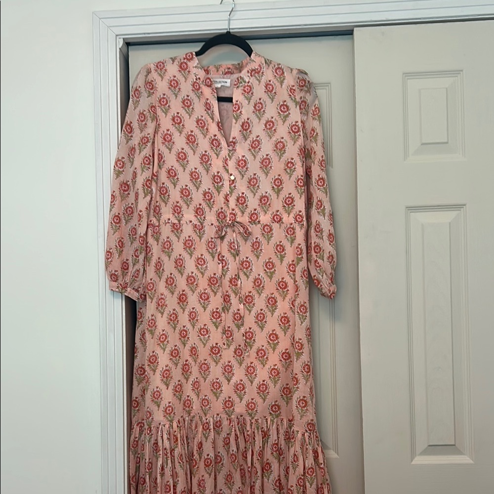 India Collection by Emerson Fry Pink blossom Sundress V-Neck 3/4 Sleeve